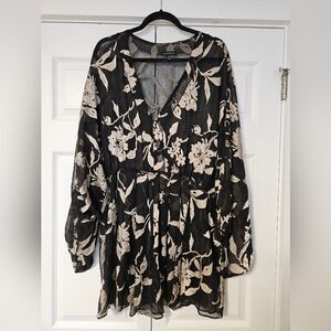 Floral Black and Cream Kimono